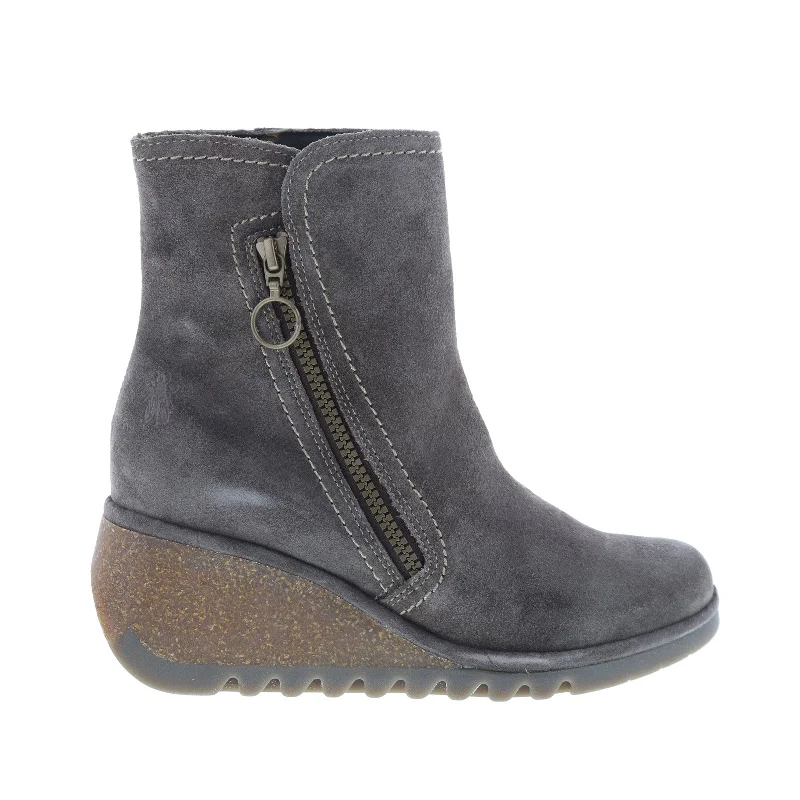 Fly London Nela NELA407FLY-003 Womens Gray Suede Zipper Casual Dress Boots