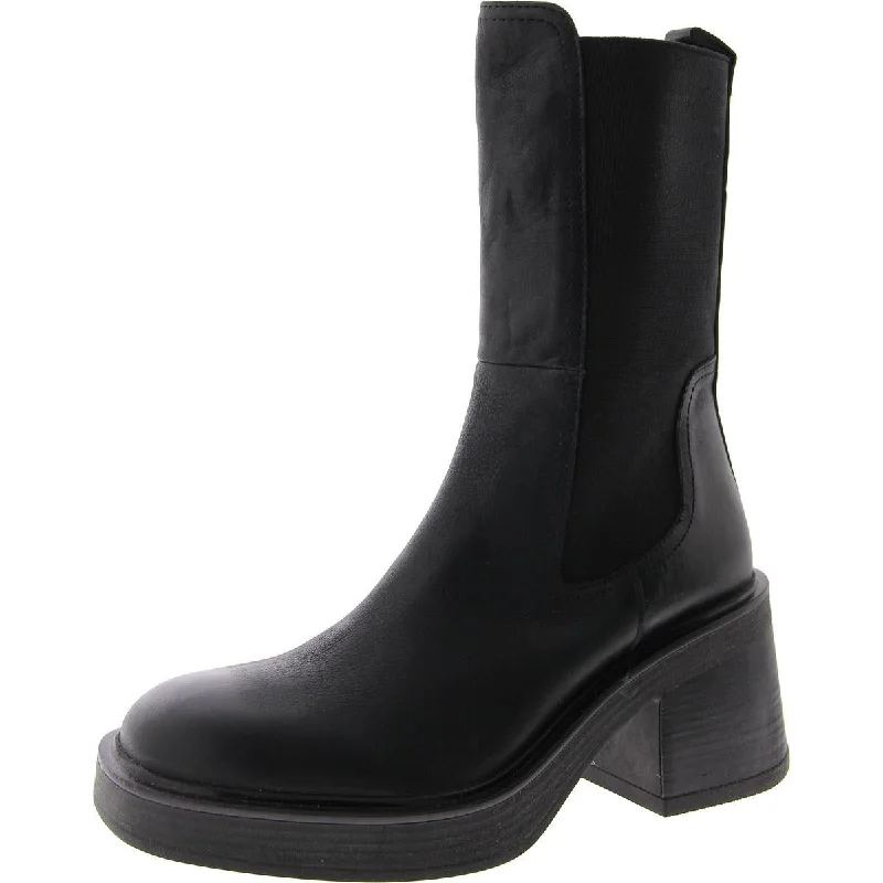 Flynn Womens Pull On Heeled Mid-Calf Boots