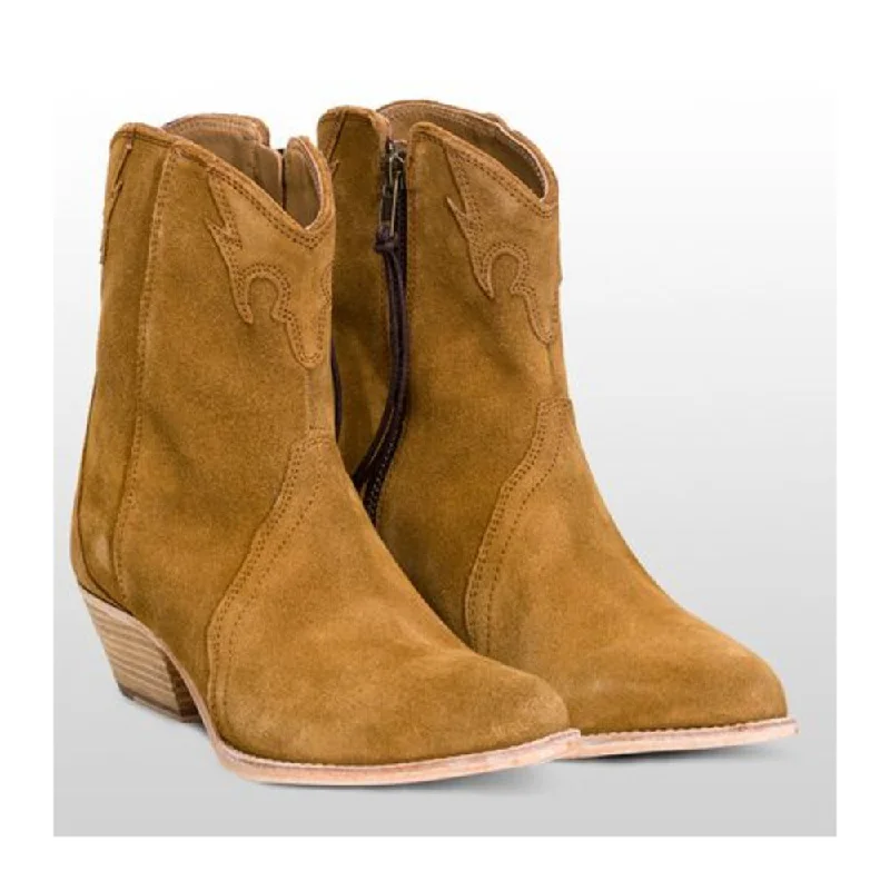 Free People Women's New Frontier Suede Western Boot, Camel