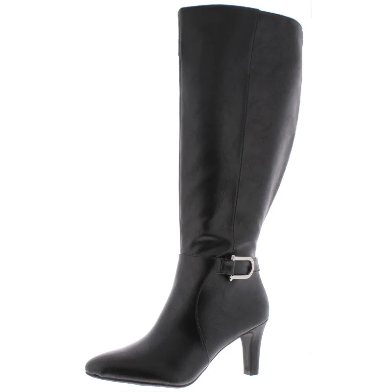 Galina Womens Faux Leather Wide Calf Knee-High Boots