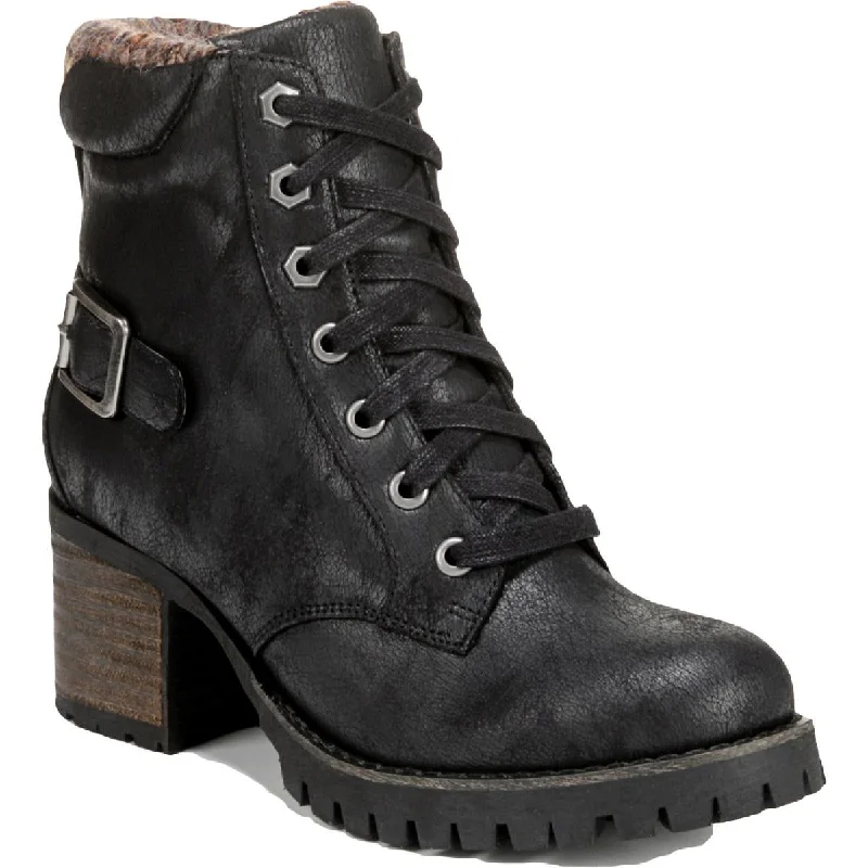 Gibson    Womens Faux Leather Lugged Sole Combat & Lace-up Boots