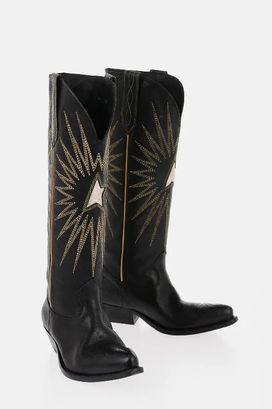 Golden Goose Leather Wish Star Western Boots With Contrasting Details