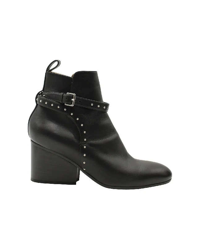 Hermes Studded Ankle Boots in Black Leather