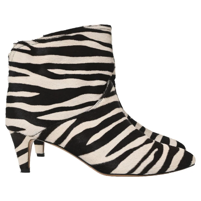 Isabel Marant Zebra Ankle Boots In Animal Print Ponyhair