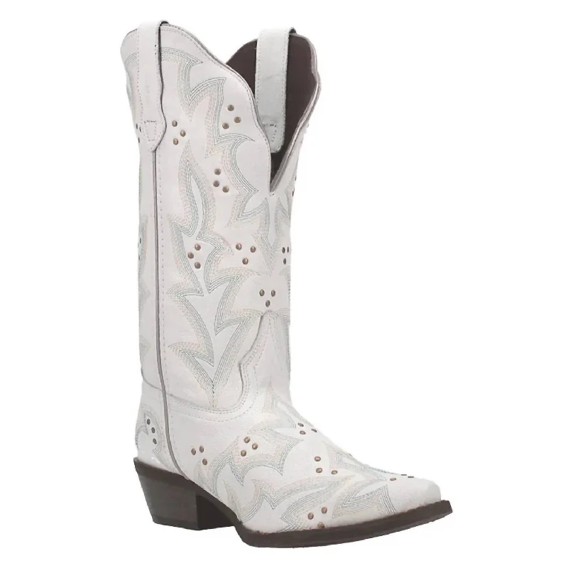 Ladies Adrian Snip Toe Western Cowboy Boot In White