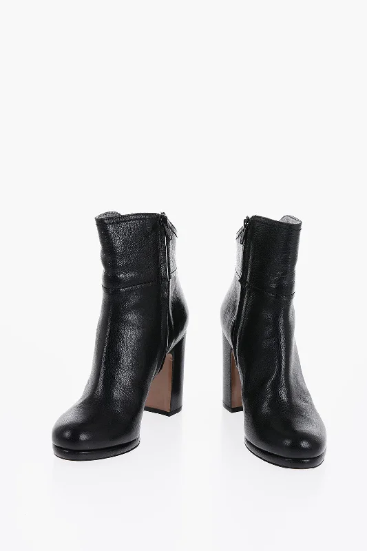 L'autre Chose Textured Leather King Ankle Boots With Zip 10Cm