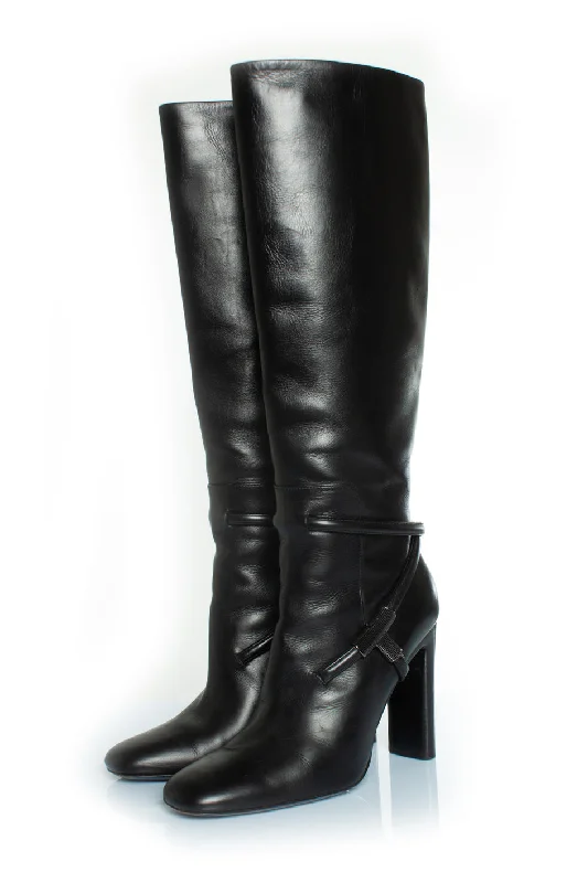 leather boots with T strap