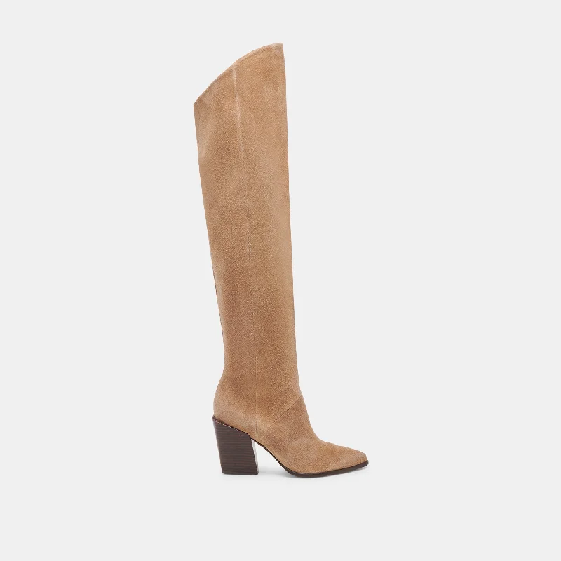 LUPIN WIDE CALF BOOTS MUSHROOM SUEDE