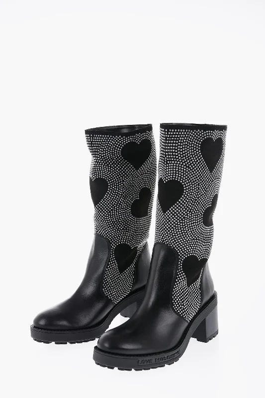 Moschino Love Studded High-Boots With Leather Details 8Cm