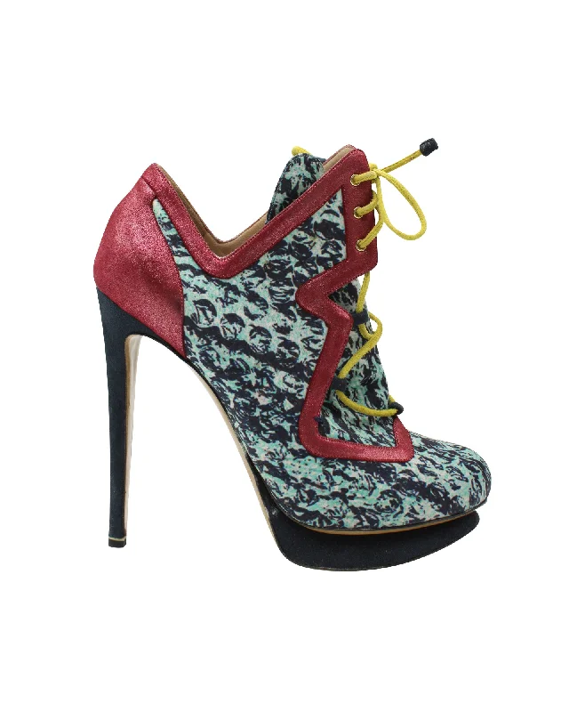 Nicholas Kirkwood Lace up Booties in Multicolor Nylon