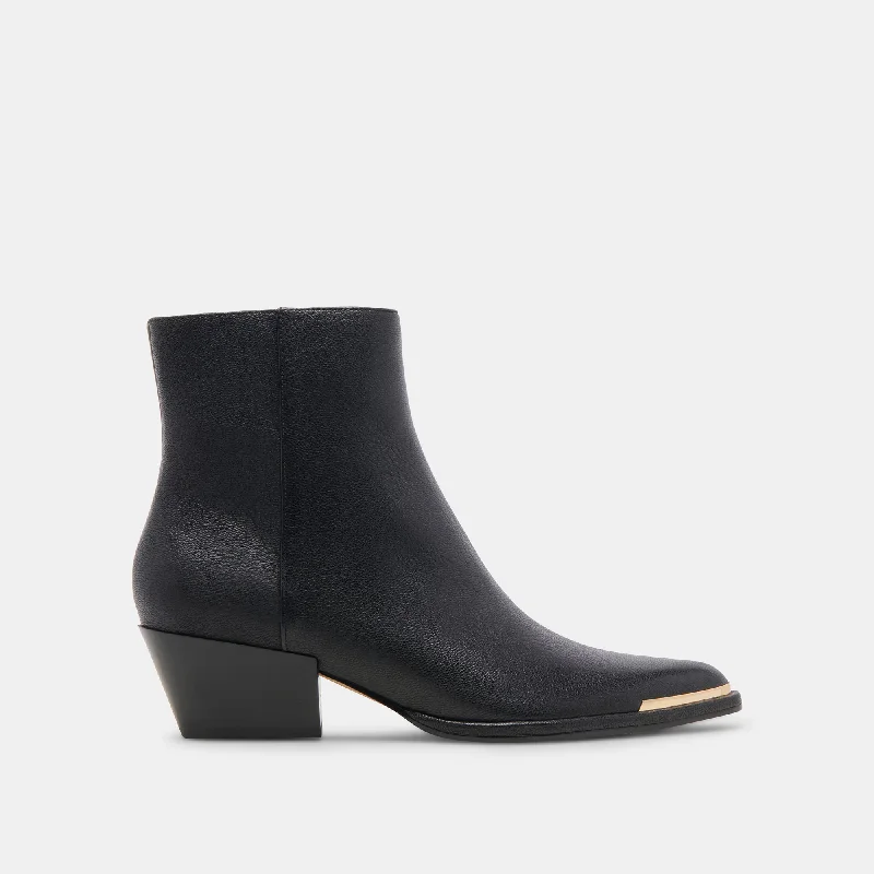 NONAH WIDE BOOTIES BLACK LEATHER