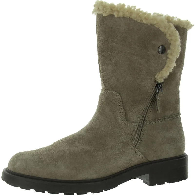 Opal Womens Suede Faux Fur Mid-Calf Boots