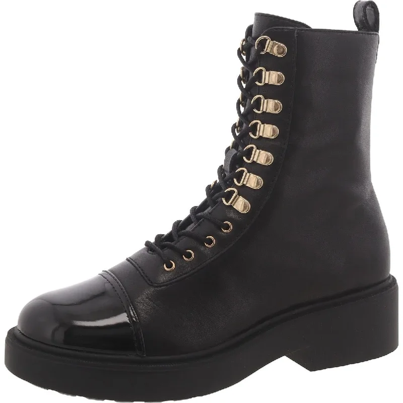 Reade Womens Leather Cap Toe Combat & Lace-Up Boots