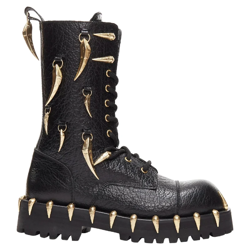 Roberto Cavalli horn charm embellished combat boots