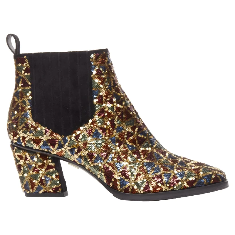 Roger Vivier Skyscraper geometric sequins block heel ankle boot