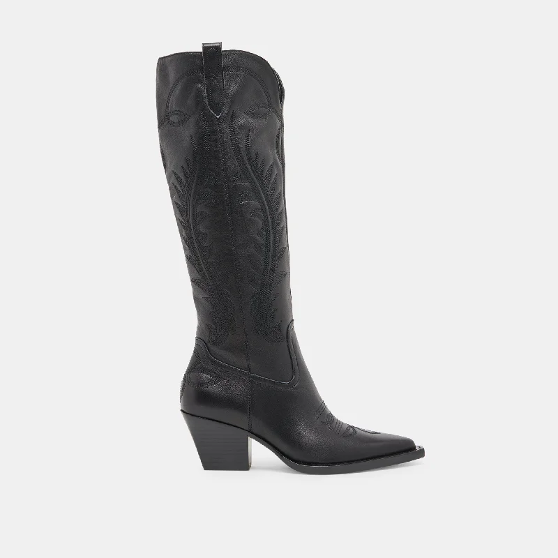 RYATT EXTRA WIDE CALF BOOTS BLACK LEATHER