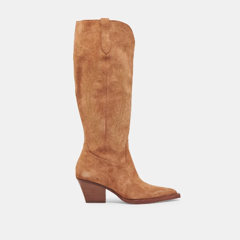 RYATT WIDE CALF BOOTS PECAN SUEDE