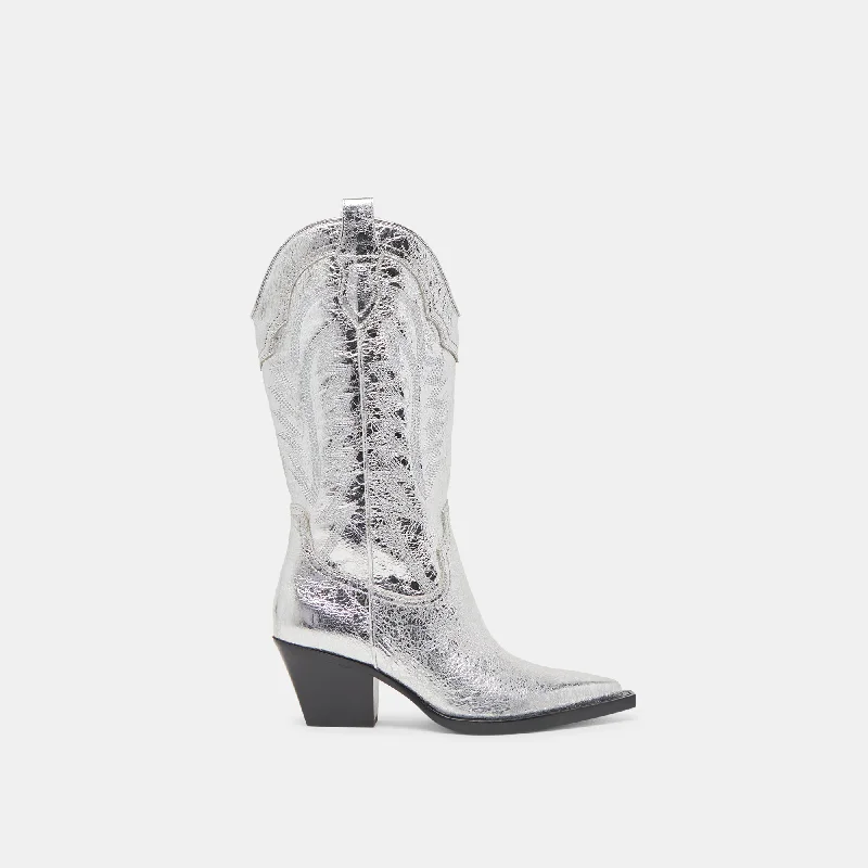 RYLAND BOOTS SILVER DISTRESSED LEATHER