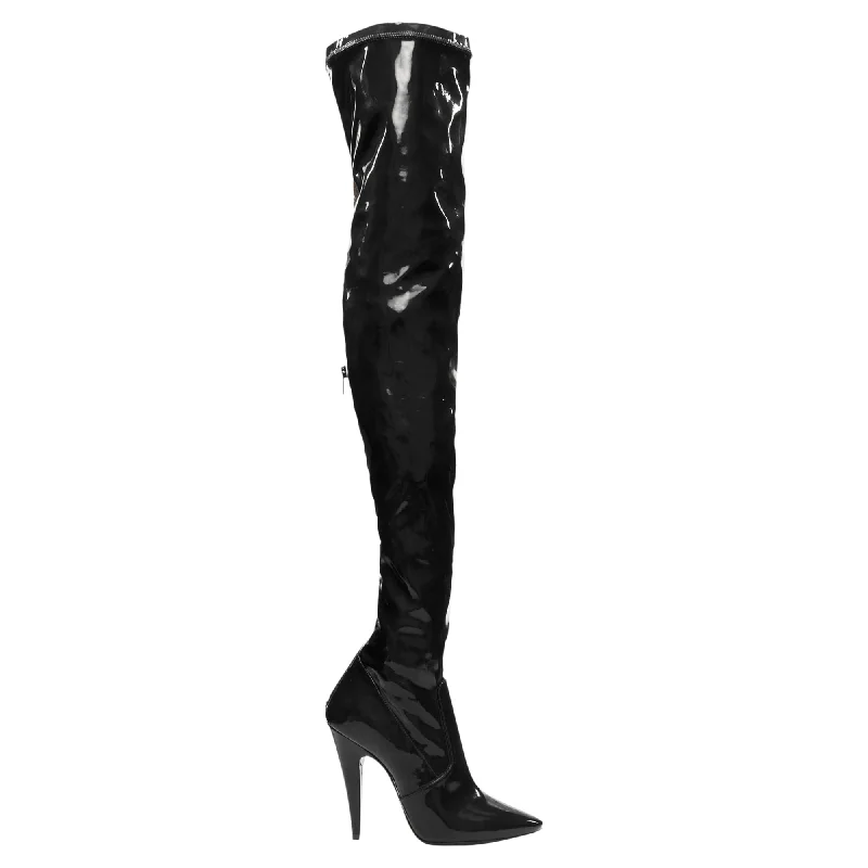 Saint Laurent Aylah vinyl thigh high boots