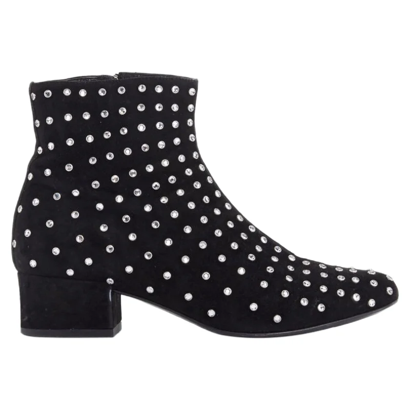 Saint Laurent suede strass crystal embellished ankle boot shoe