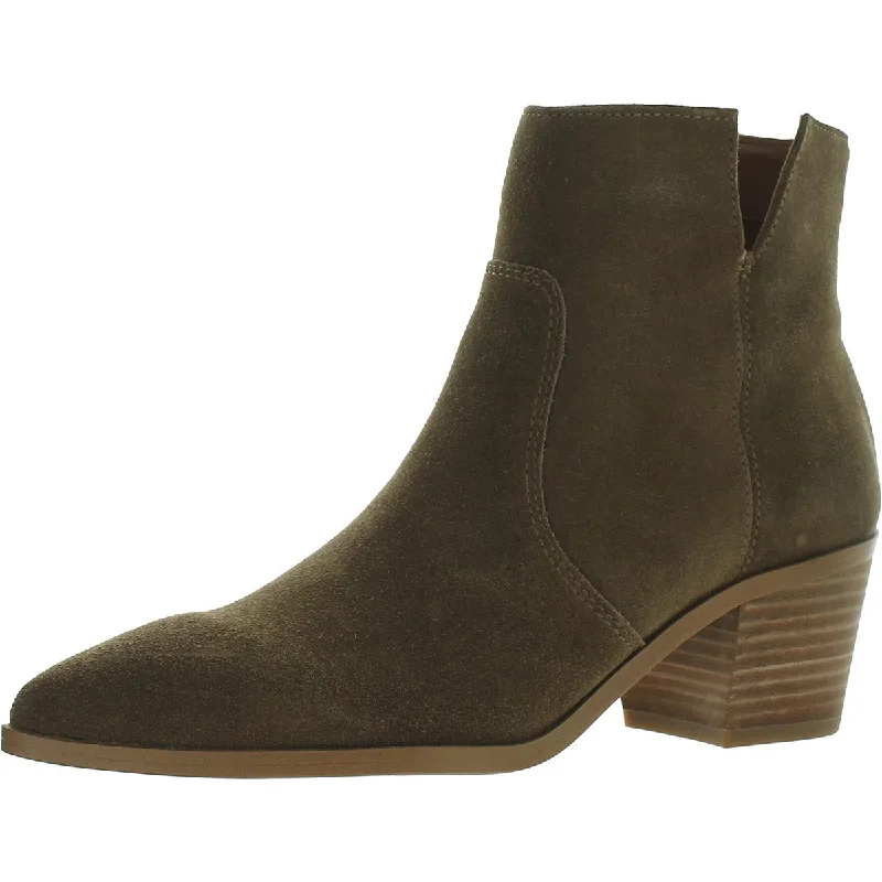 Shaina Womens Suede Almond Toe Ankle Boots