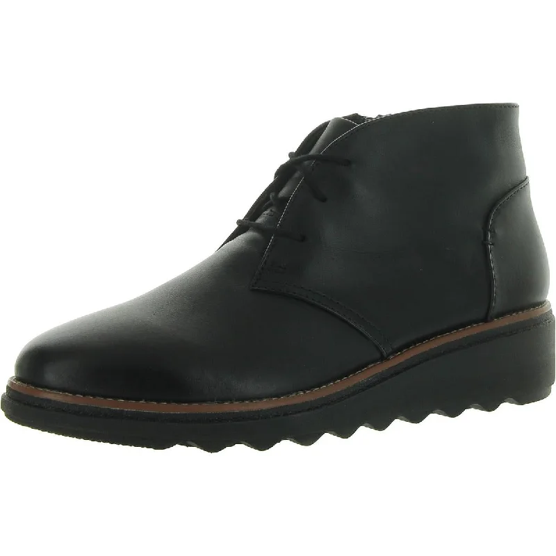 Sharon Hop Womens Leather Lace-Up Chukka Boots