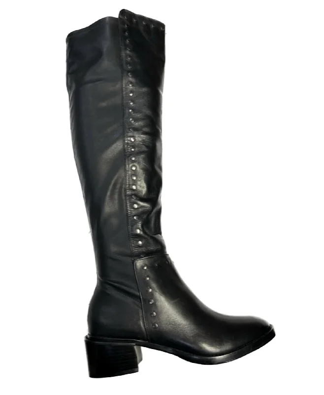 Sleek Over-The-Knee Boot In Noir Vintage Calf