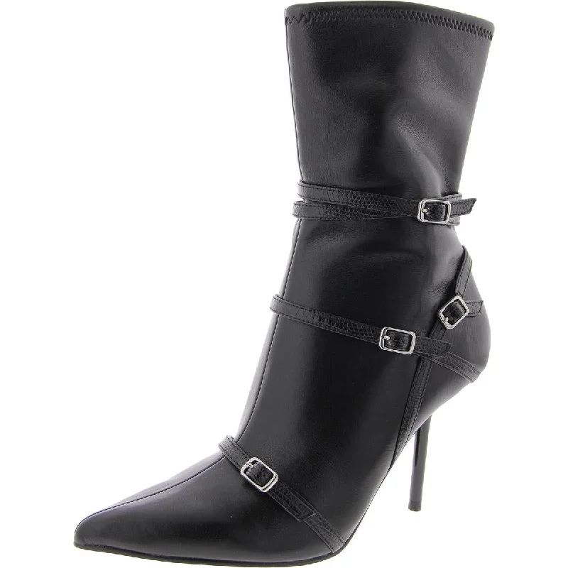 Steele Womens Faux Leather Pointed Toe Mid-Calf Boots