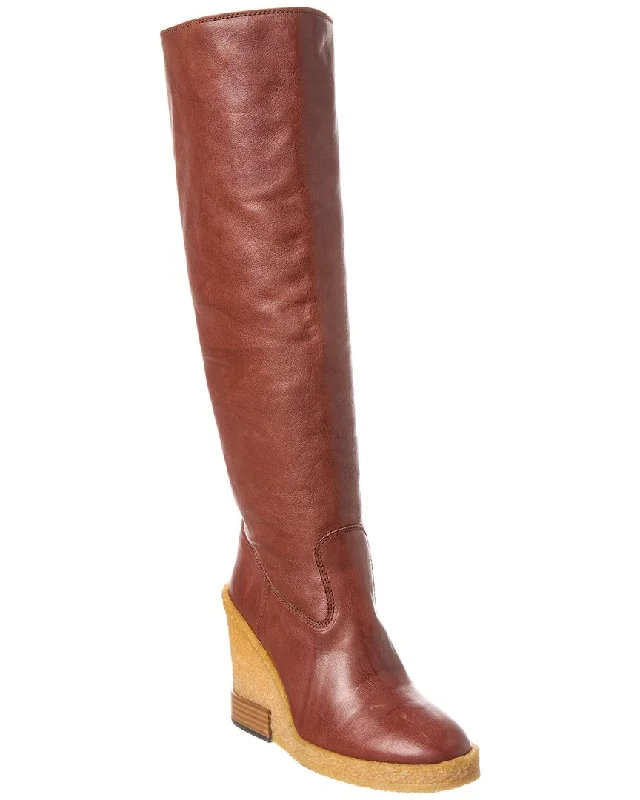 TOD’s Leather Wedge Knee-High Boot