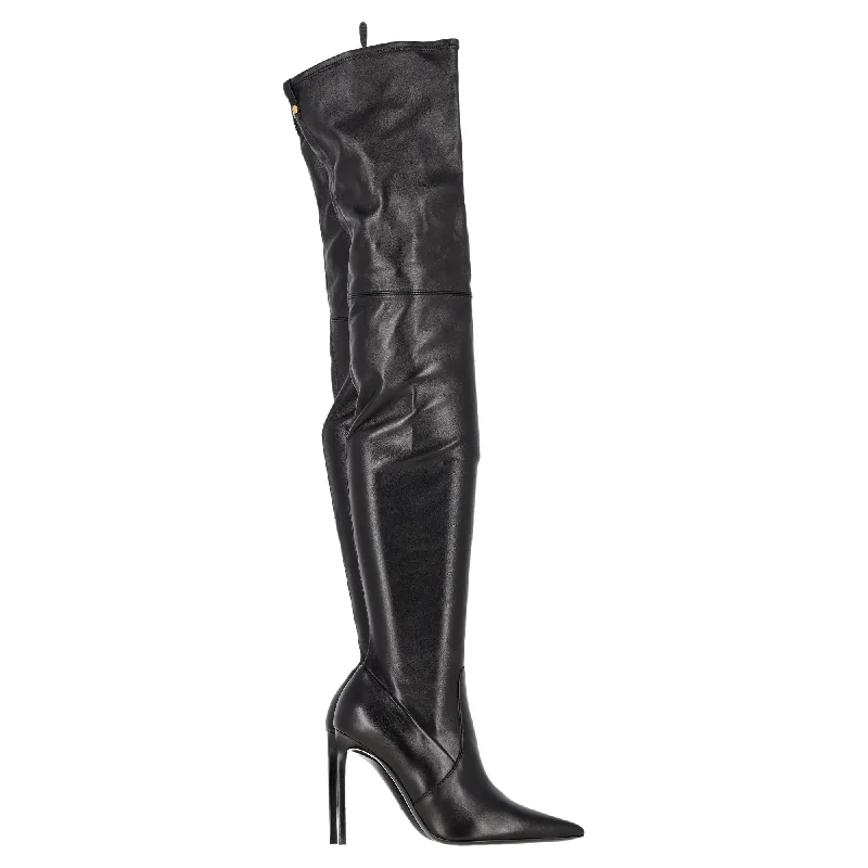 Tom Ford T Screw Over-The-Knee Boots in Black Leather