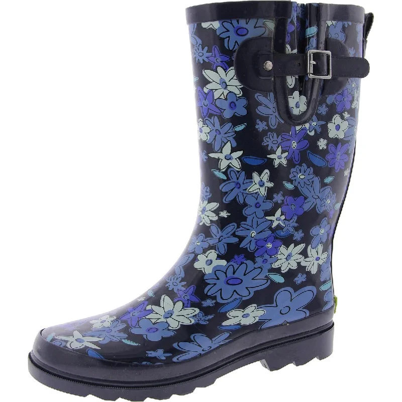 Womens Floral Pull On Rain Boots