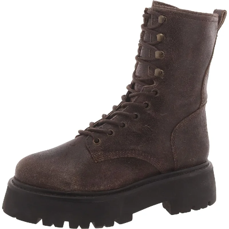 Womens Leather Ankle Combat & Lace-Up Boots