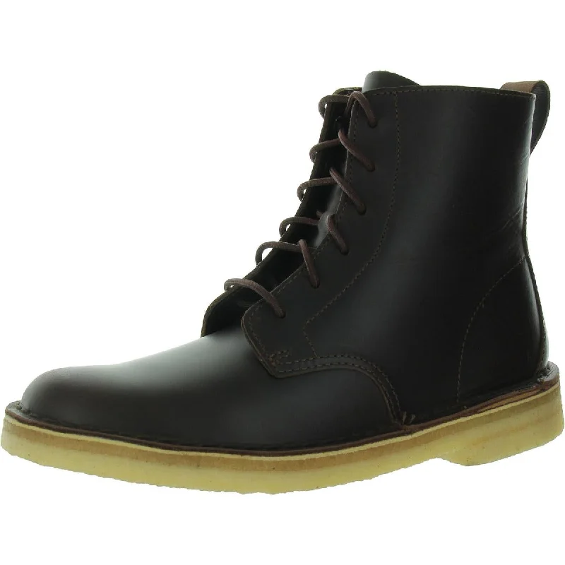 Womens Leather Lace-Up Chukka Boots