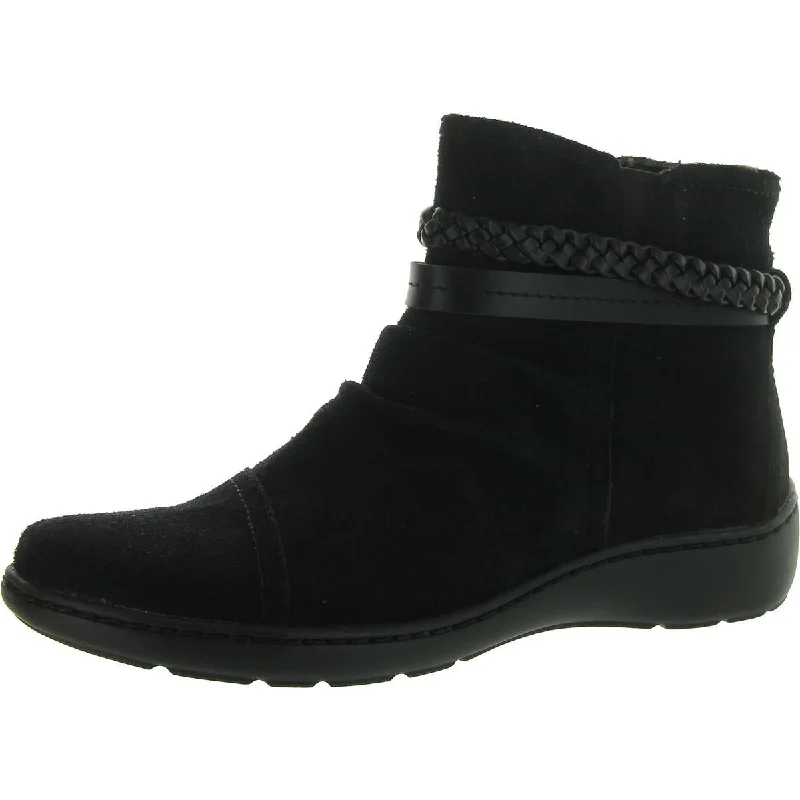 Womens Leather Zipper Ankle Boots