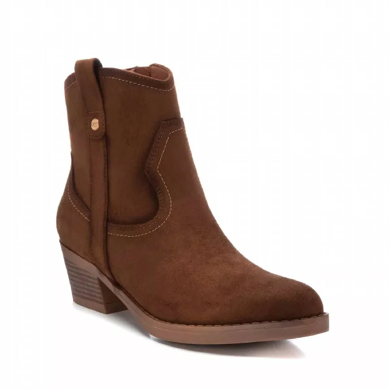 Women's Suede Italian Western Boots In Camel