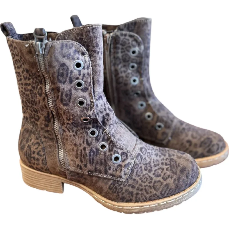 Women's Whitley Combat Bootie In Leopard