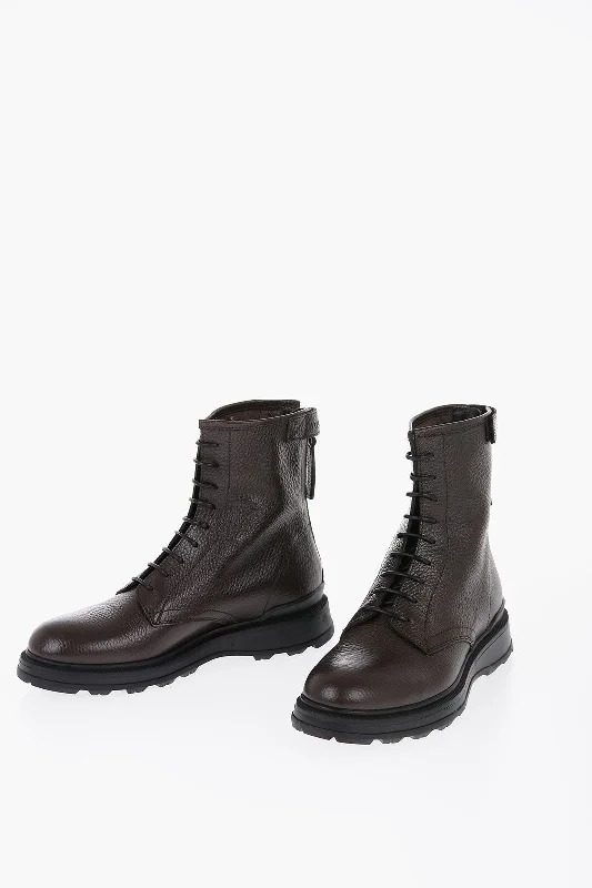 Woolrich Textured Leather W's Work Combat Boots With Back Zip