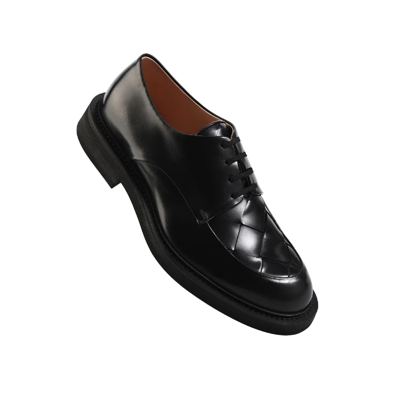Men's Shock-Absorbing Boots Bottega Veneta Intrecciato Woven Leather Derby Shoes