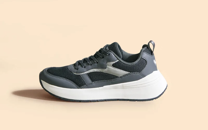 Men's Reinforced Sole Boots Cosmo Comfort Sneakers : Grey-Black