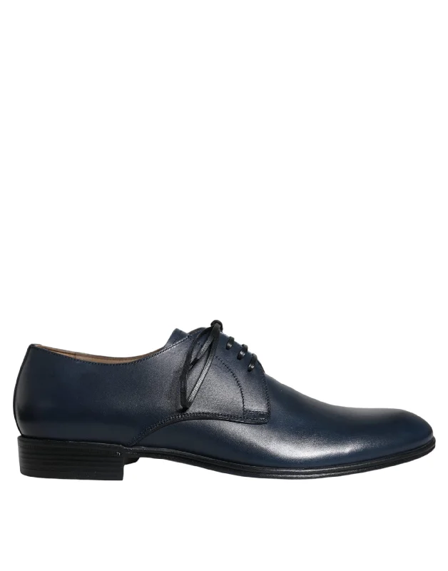 Huge Savings On Trendy Shoes Dolce & Gabbana blue Leather Derby Dress Formal Men's Shoes