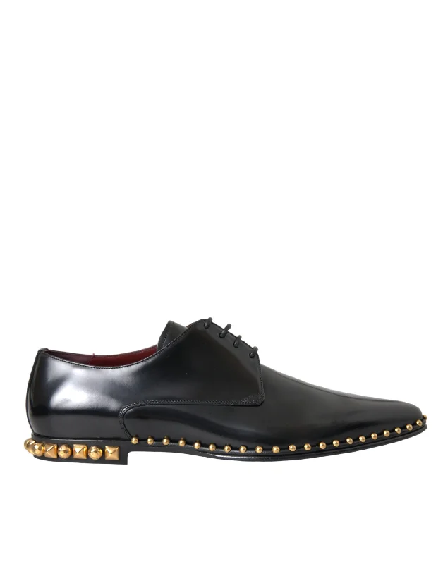 All-Season Boots For Men Dolce & Gabbana  Leather  Studded Derby Dress Men's Shoes