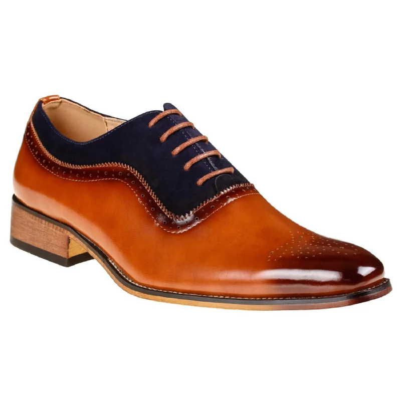 Men's Eco-Friendly Shoes Gino Vitale Men's Lace Up Medallion Toe Dress Shoes