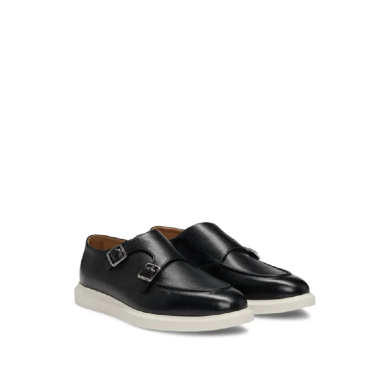 Men's Waterproof Boots Grained-leather monk shoes with double strap