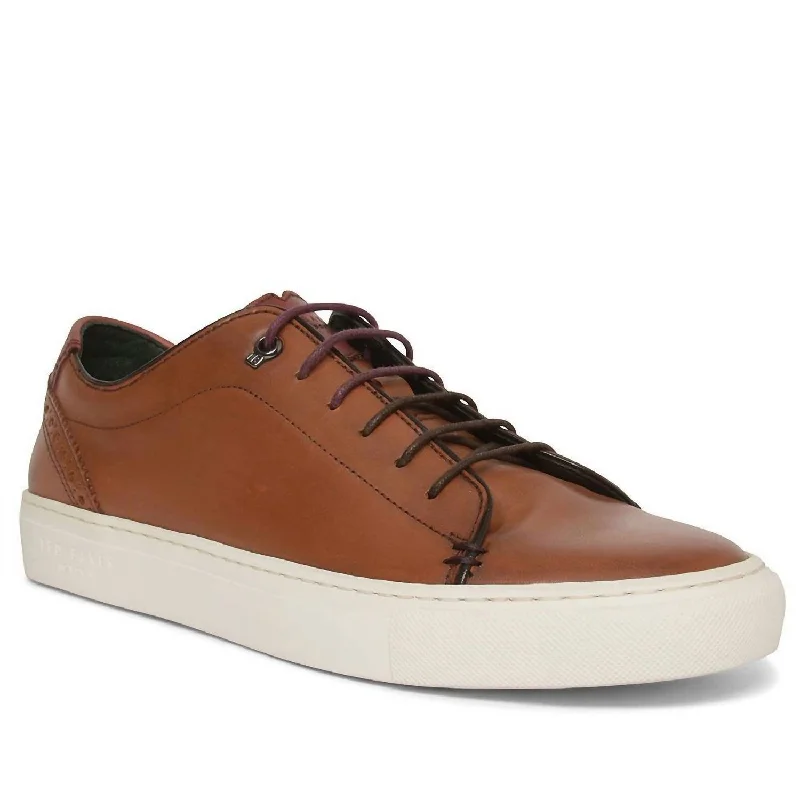 Special Promotion On Comfortable Walking Shoes Men's Kiing Leather Sneaker In Tan