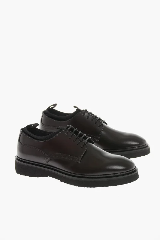 Men's All-Season Boots Testoni Leather Cremona Derby Shoes With Neoprene Details