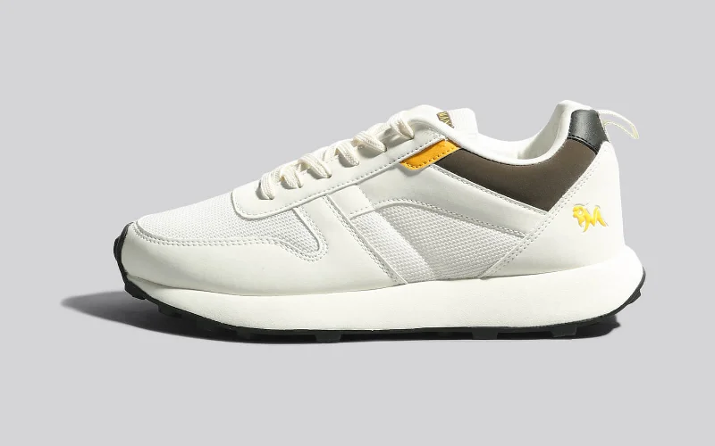 Limited Stock On Premium Leather Shoes The Eighties : Ivory-Brown-Yellow