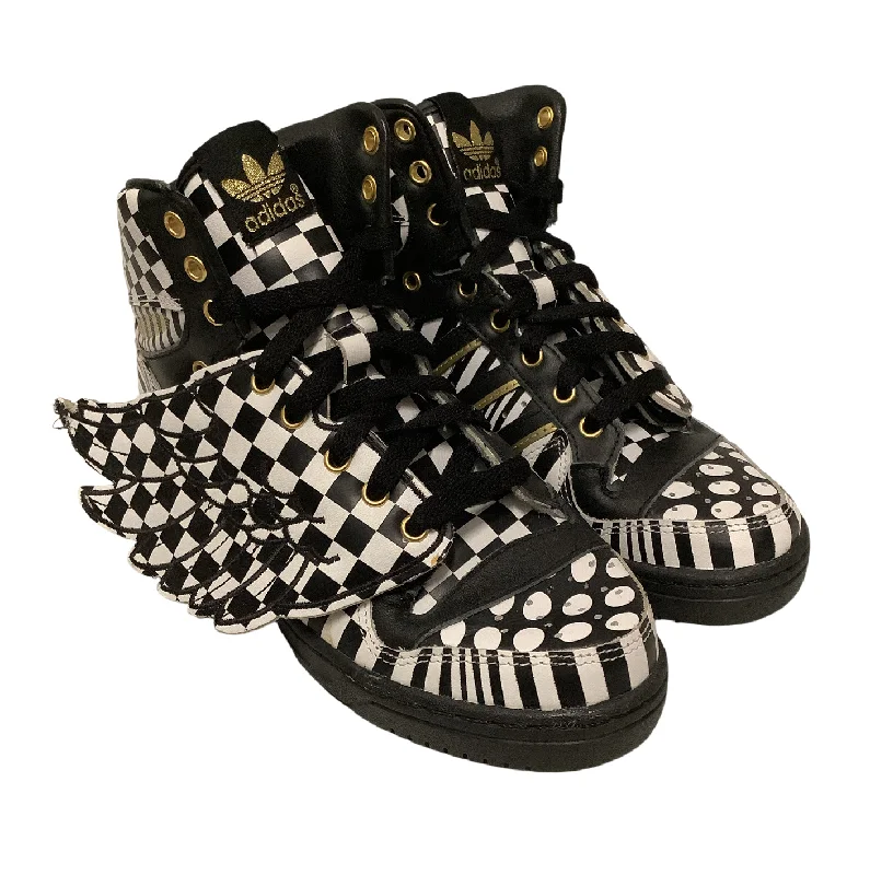 adidas/JS WINGS/Hi-Sneakers/US 5.5/Plaid/Leather/BLK/G95768