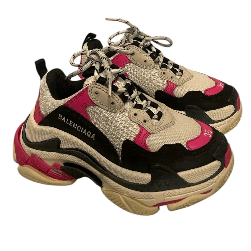 BALENCIAGA/Low-Sneakers/EU 35/Cotton/BLK/Triple S Pink/ Black