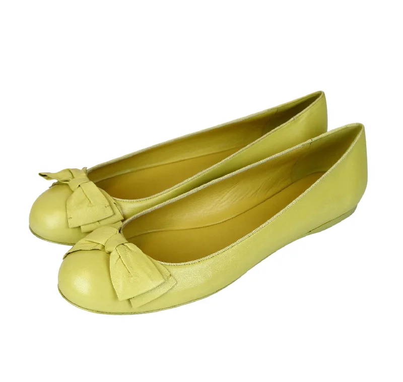 Bottega Veneta Women's Yellow Leather Ballerina Ballet Flat (40.5 EU / 10.5 US)