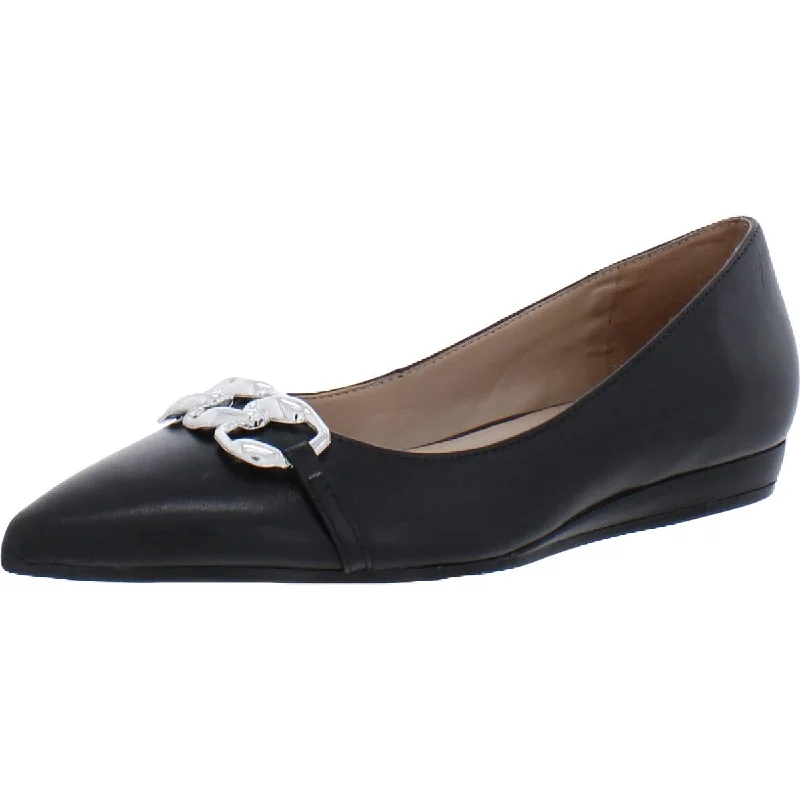 Katalie Womens Leather Almond Toe Ballet Flats